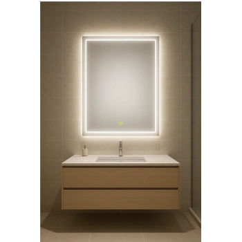50x70 cm Dikdörtgen Kumlama Ledli Dokunmatik Tuşlu Banyo Aynası