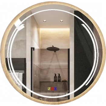 60 cm (çap) Bluetoothlu Buğu Çözücülü Dokunmatik Işıklı Kumlamalı Yuvarlak Banyo Aynası