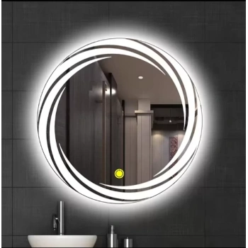 60 cm (çap) Kumlama Ledli Yuvarlak Banyo Aynası