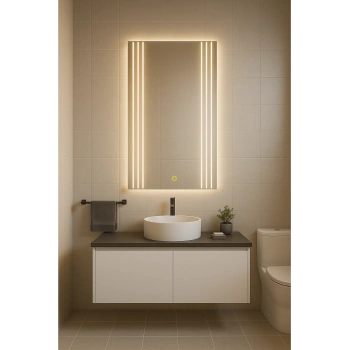 60x80 cm Dikdörtgen Kumlama Ledli Dokunmatik Tuşlu Banyo Aynası