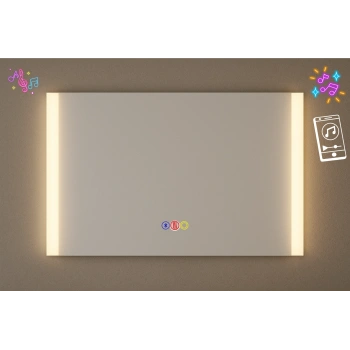 70x120 cm Dikdörtgen Kumlama Ledli Bluetoothlu Buğu Önleyicili Üç Dokunmatik Tuşlu Banyo Aynası