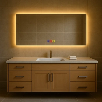 70x120 cm Dikdörtgen Ledli Bluetoothlu Buğu Önleyicili Üç Dokunmatik Tuşlu Banyo Aynası