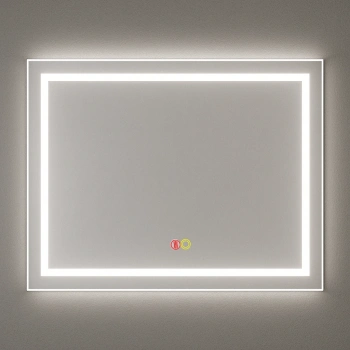 70x90 cm Dikdörtgen Kumlama Ledli Buğu Önleyicili Çift Dokunmatik Tuşlu Banyo Aynası