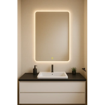 70x90 cm Dikdörtgen Ledli Dokunmatik Tuşlu Banyo Aynası