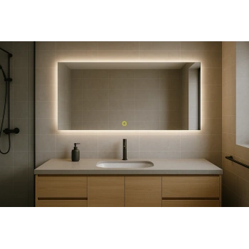 80x100 cm Dikdörtgen Ledli Dokunmatik Tuşlu Banyo Aynası