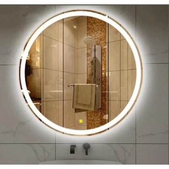 90 cm (çap) Kumlamalı Ledli Yuvarlak Banyo Aynası