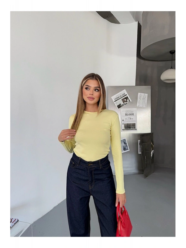 Bisiklet Yaka Basic Uzun Kollu Slim Fit Kadın Body