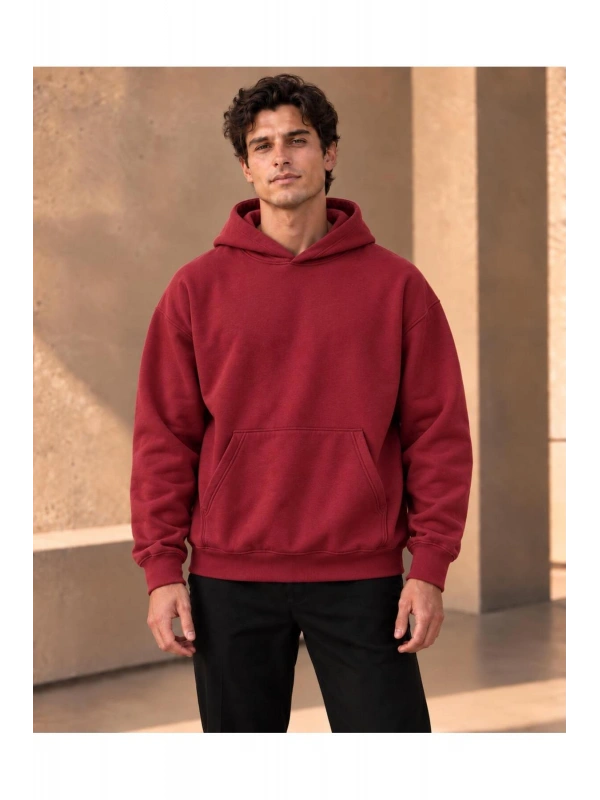 Unisex Oversize Kapüşonlu Kanguru Cepli 3 İplik Şardonlu Sweatshirt