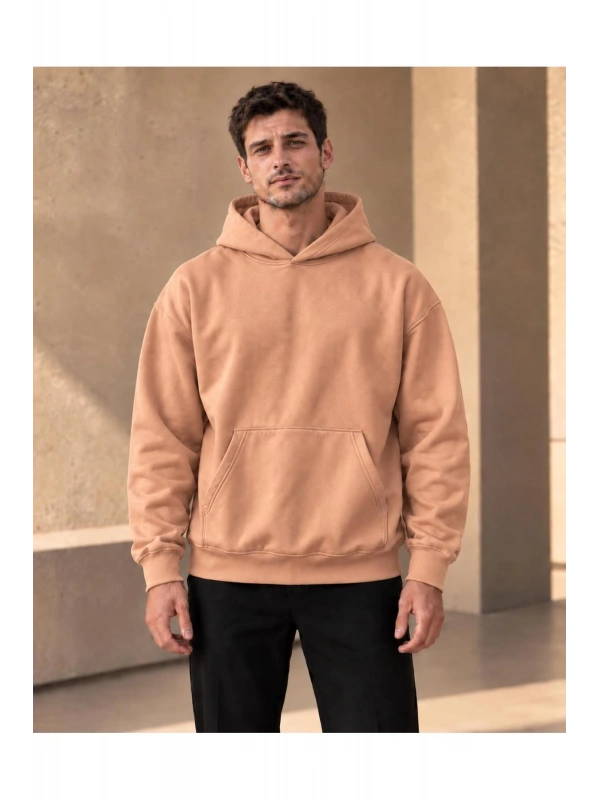 Unisex Oversize Kapüşonlu Kanguru Cepli 3 İplik Şardonlu Sweatshirt