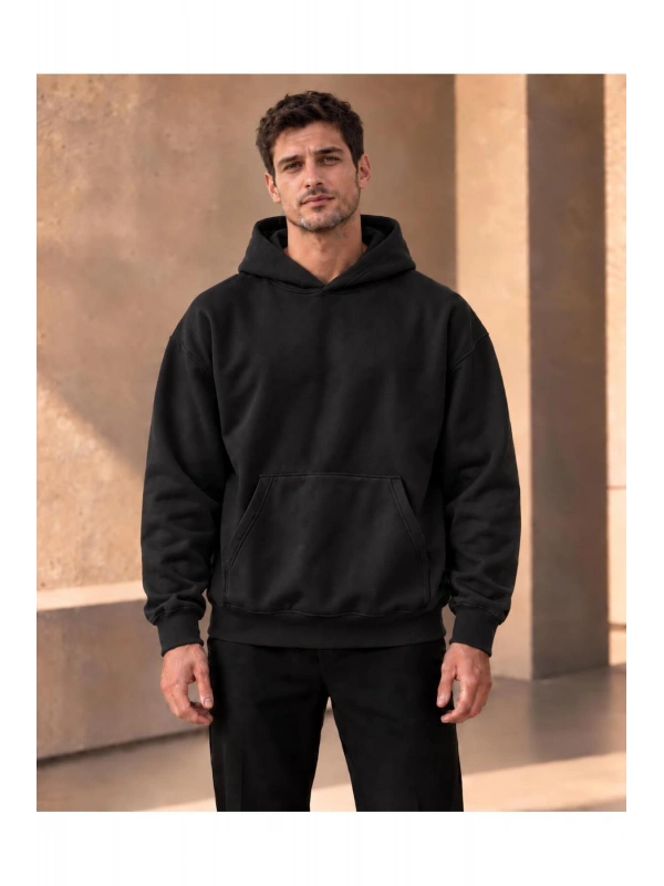 Unisex Oversize Kapüşonlu Kanguru Cepli 3 İplik Şardonlu Sweatshirt