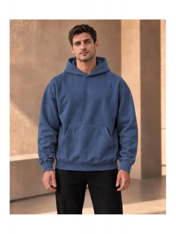 Unisex Oversize Kapüşonlu Kanguru Cepli 3 İplik Şardonlu Sweatshirt