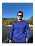 Bisiklet Yaka Düz Lacivert Sweatshirt