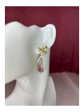 Gold Pembe Taşlı Zarif VIP Küpe