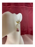 Gold Pembe Taşlı Zarif VIP Küpe