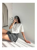 Kadın Taş Detaylı Basic Tişört — Kısa Kol Minimal Şık T-Shirt