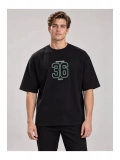 Erkek Bisiklet Yaka Oversize Baskılı T-shirt