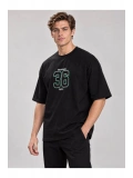 Erkek Bisiklet Yaka Oversize Baskılı T-shirt