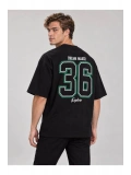 Erkek Bisiklet Yaka Oversize Baskılı T-shirt