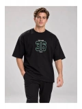 Erkek Bisiklet Yaka Oversize Baskılı T-shirt