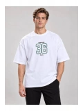 Erkek Bisiklet Yaka Oversize Baskılı T-shirt