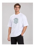 Erkek Bisiklet Yaka Oversize Baskılı T-shirt