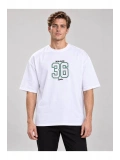 Erkek Bisiklet Yaka Oversize Baskılı T-shirt