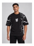 Erkek Bisiklet Yaka Oversize Baskılı T-shirt