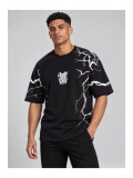 Erkek Bisiklet Yaka Oversize Baskılı T-shirt