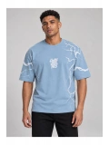 Erkek Bisiklet Yaka Oversize Baskılı T-shirt