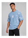 Erkek Bisiklet Yaka Oversize Baskılı T-shirt