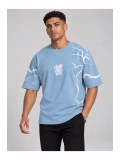 Erkek Bisiklet Yaka Oversize Baskılı T-shirt