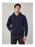 Erkek Oversize Kapüşonlu Tam Fermuarlı Kanguru Cepli Şardonlu Sweatshirt