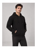Erkek Oversize Kapüşonlu Tam Fermuarlı Kanguru Cepli Şardonlu Sweatshirt