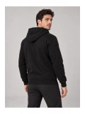 Erkek Oversize Kapüşonlu Tam Fermuarlı Kanguru Cepli Şardonlu Sweatshirt