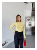 Bisiklet Yaka Basic Uzun Kollu Slim Fit Kadın Body