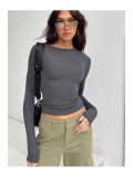 Bisiklet Yaka Basic Uzun Kollu Slim Fit Kadın Body