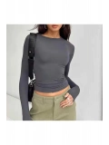 Bisiklet Yaka Basic Uzun Kollu Slim Fit Kadın Body