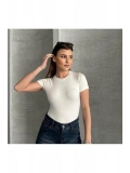 Kadın Basic Bisiklet Yaka Slim Fit Body — Kısa Kol Günlük Body