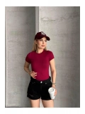 Kadın Basic Bisiklet Yaka Slim Fit Body — Kısa Kol Günlük Body
