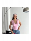 Kadın Derin V Yaka Dantel Detaylı Slim Fit Bluz — Kolsuz Şık Kadın Bluz