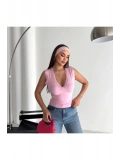 Kadın Derin V Yaka Dantel Detaylı Slim Fit Bluz — Kolsuz Şık Kadın Bluz