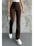 Kadın Yüksek Bel İspanyol Paça Krep Kumaş Pantolon — Slim Fit Şık Pantolon