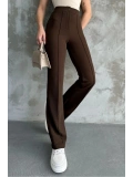 Kadın Yüksek Bel İspanyol Paça Krep Kumaş Pantolon — Slim Fit Şık Pantolon
