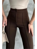 Kadın Yüksek Bel İspanyol Paça Krep Kumaş Pantolon — Slim Fit Şık Pantolon