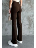 Kadın Yüksek Bel İspanyol Paça Krep Kumaş Pantolon — Slim Fit Şık Pantolon
