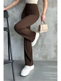 Kadın Yüksek Bel İspanyol Paça Krep Kumaş Pantolon — Slim Fit Şık Pantolon