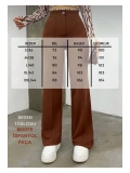 Kadın Yüksek Bel İspanyol Paça Krep Kumaş Pantolon — Slim Fit Şık Pantolon