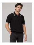 Fermuarlı Polo Yaka Kısa Kollu Triko T-shirt