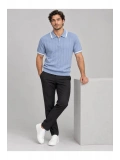 Fermuarlı Polo Yaka Kısa Kollu Triko T-shirt
