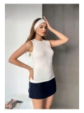 Kadın Sıfır Kol Bisiklet Yaka Buzzy Modal Kumaş Bluz